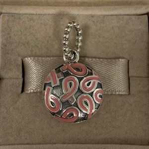 PANDORA SS PINK ENAMEL BREAST CANCER Charm Pendant